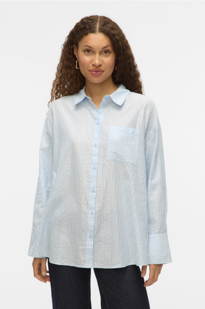 VMPAULINE LS SHIRT WVN GA 10324604 AIRY BLUE/SNOW WHITE